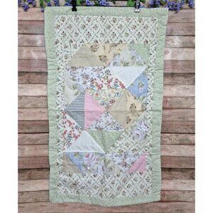 Quilted Patchwork Pillow Sham Floral Cottage Boho Granny Keeco 20x36 King Size